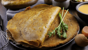 Galette de blé noir aux champignons et bleu des marais